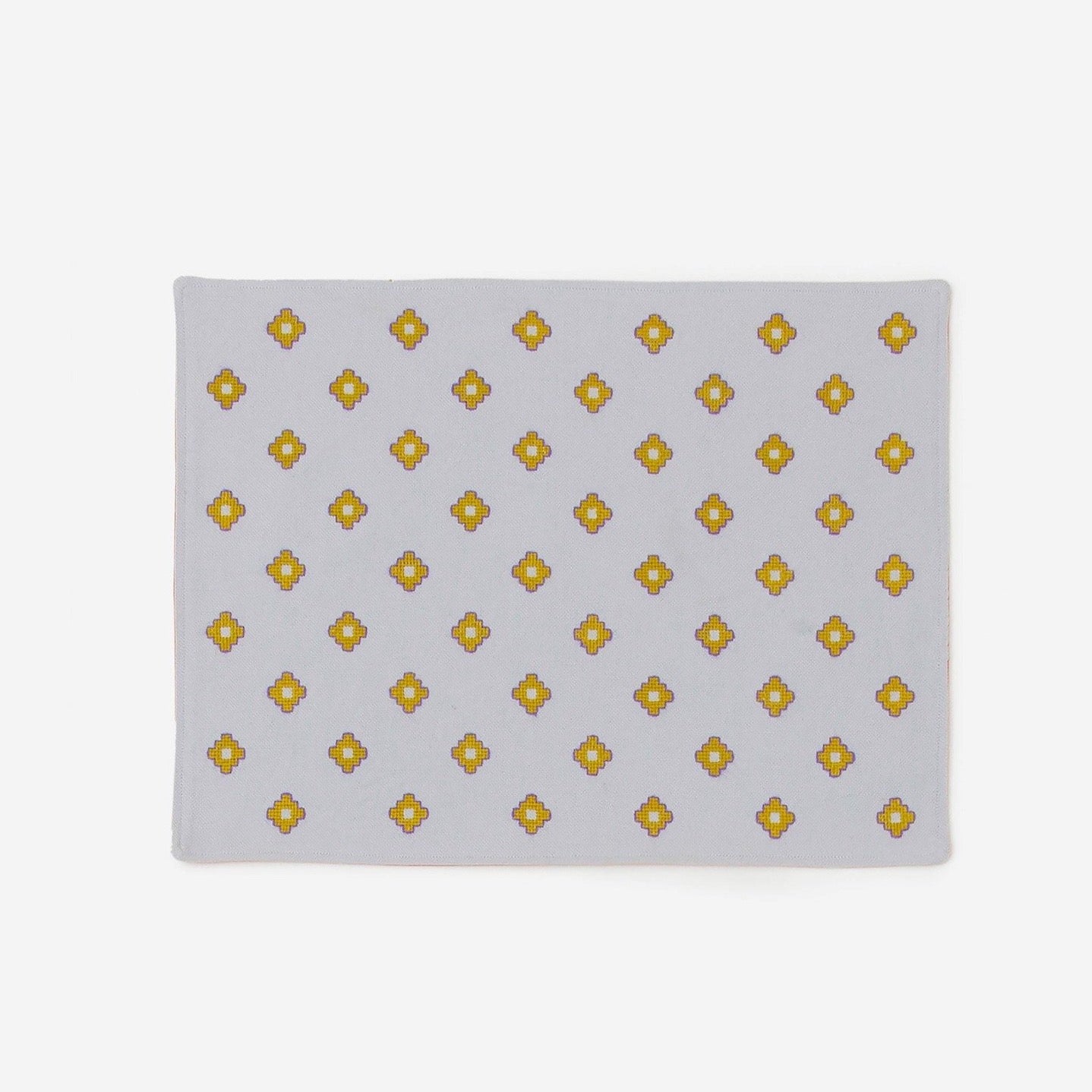 Silver Gray Apadana placemat with green flower embroidery