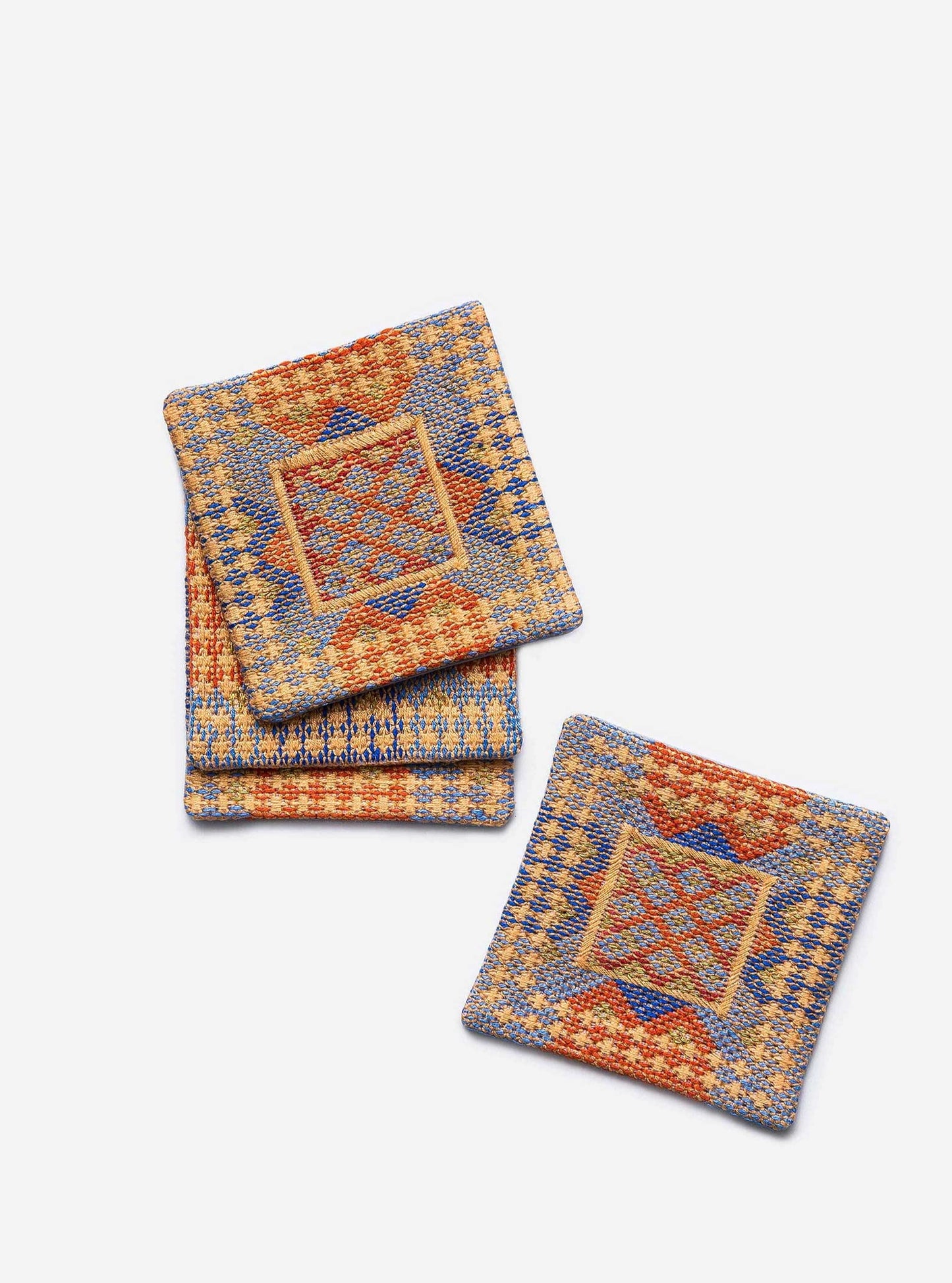 Nile blue / Peach coaster set