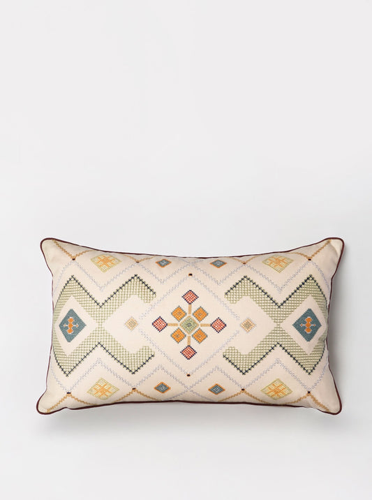 Ivory/ Lake Gouder cushion with embroidery