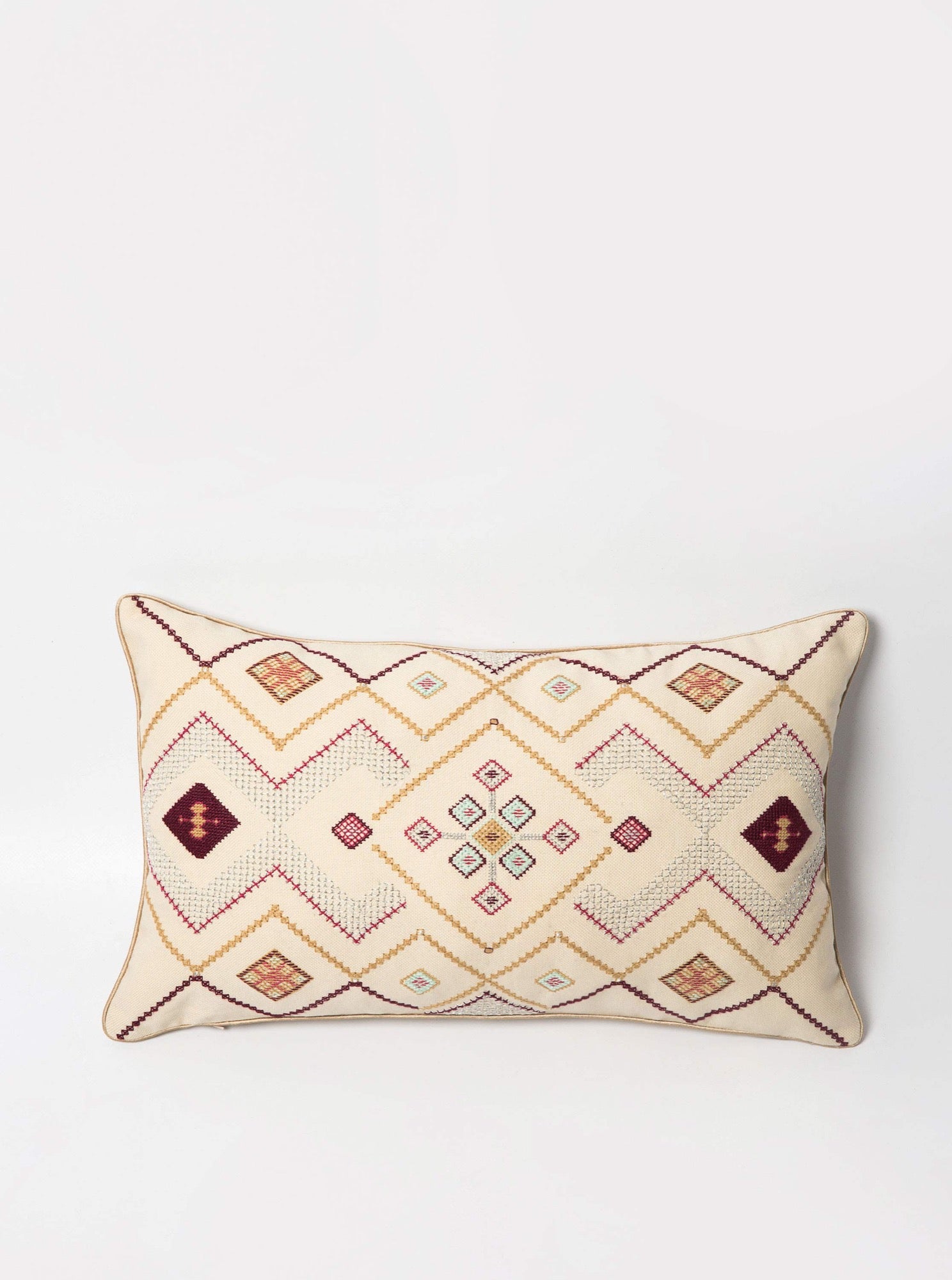 Ivory/ Silver Gouder cushion with embroidery