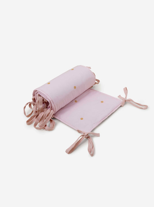 Rose bandook crib bumper with mustard embroidery