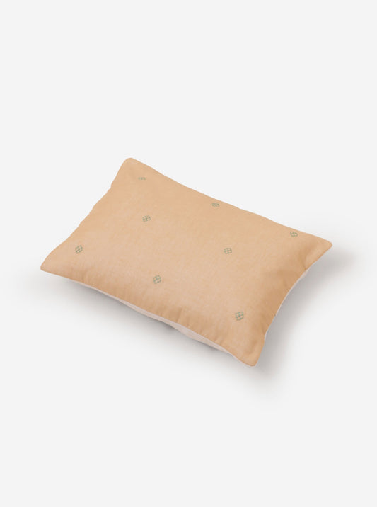 Wheat Bandook pillowcase with blue green embroidery
